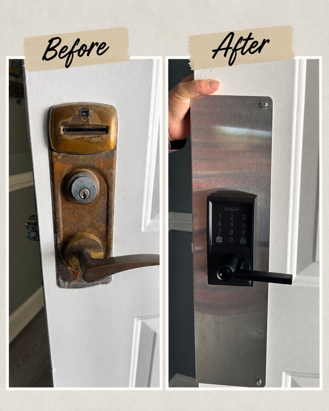 Before and after lock upgrade - professional lock replacement - San Francisco CA